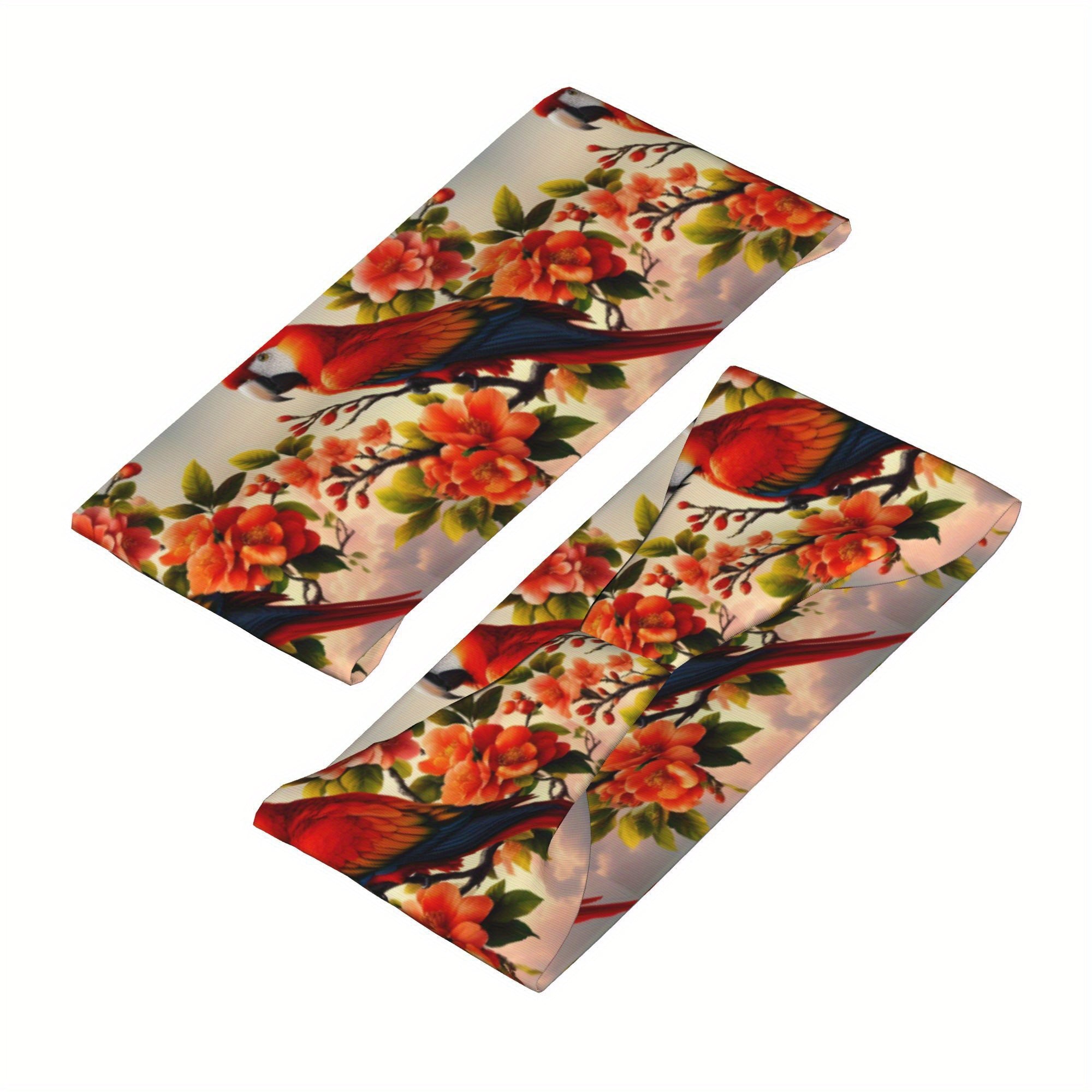 Floral & Bird Print Sports Headband Sweat Wicking Polyester for Yoga Gym Running