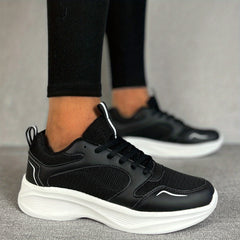Women's Mesh Platform Sneakers Breathable Lace Up Casual Running Shoes