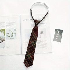 Plaid Elastic Small Tie For Cosplay School Uniform Boys