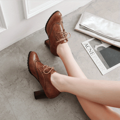 Women's Chunky High Heels Brogues Lace-Up Oktoberfest Dress Shoes