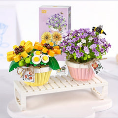 Mini Bonsai Building Blocks Flower DIY Plant Model Desktop Decoration Toy