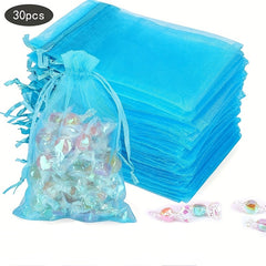 30pcs 4x6 Inch Organza Gift Bags Sheer Drawstring Pouch Candy Bags