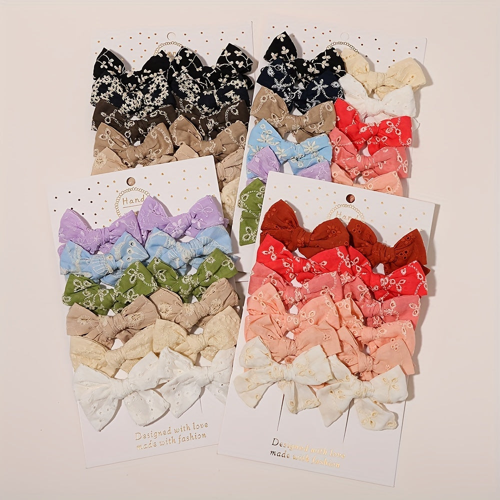 12pcs Baby Girls Floral Bow Hair Clips Princess Hair Accessories