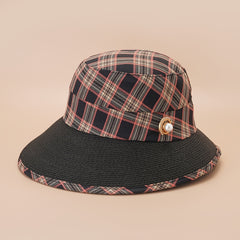 Plaid Sunshade Fisherman Hat Spring Autumn Retro Literary Outdoor Basin Hat