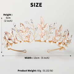 Rose Golden Crystal Bridal Tiara Wedding Hair Accessory