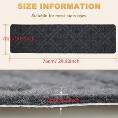 6pcs Non-slip Stair Mats Self-adhesive Washable Step Mats