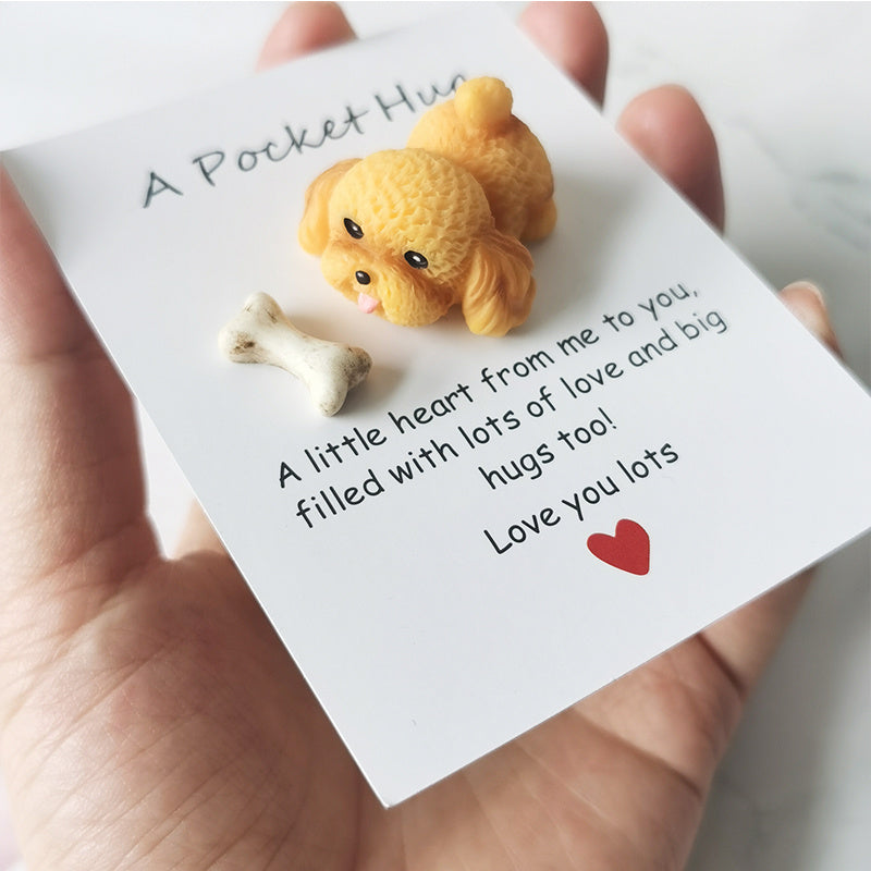 Pocket Hug Card Dog Polyresin Easter Graduation
