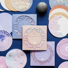 Moon Series Round Paper Light Retro Salt Tied Lace Hand Account Decorative