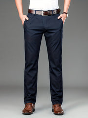 Men's Solid Mid Stretch Dress Pants Spring Summer Business