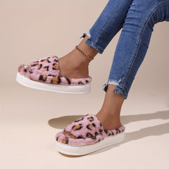 Plaid Pattern Open Toe Fuzzy Slippers Women's Sandals