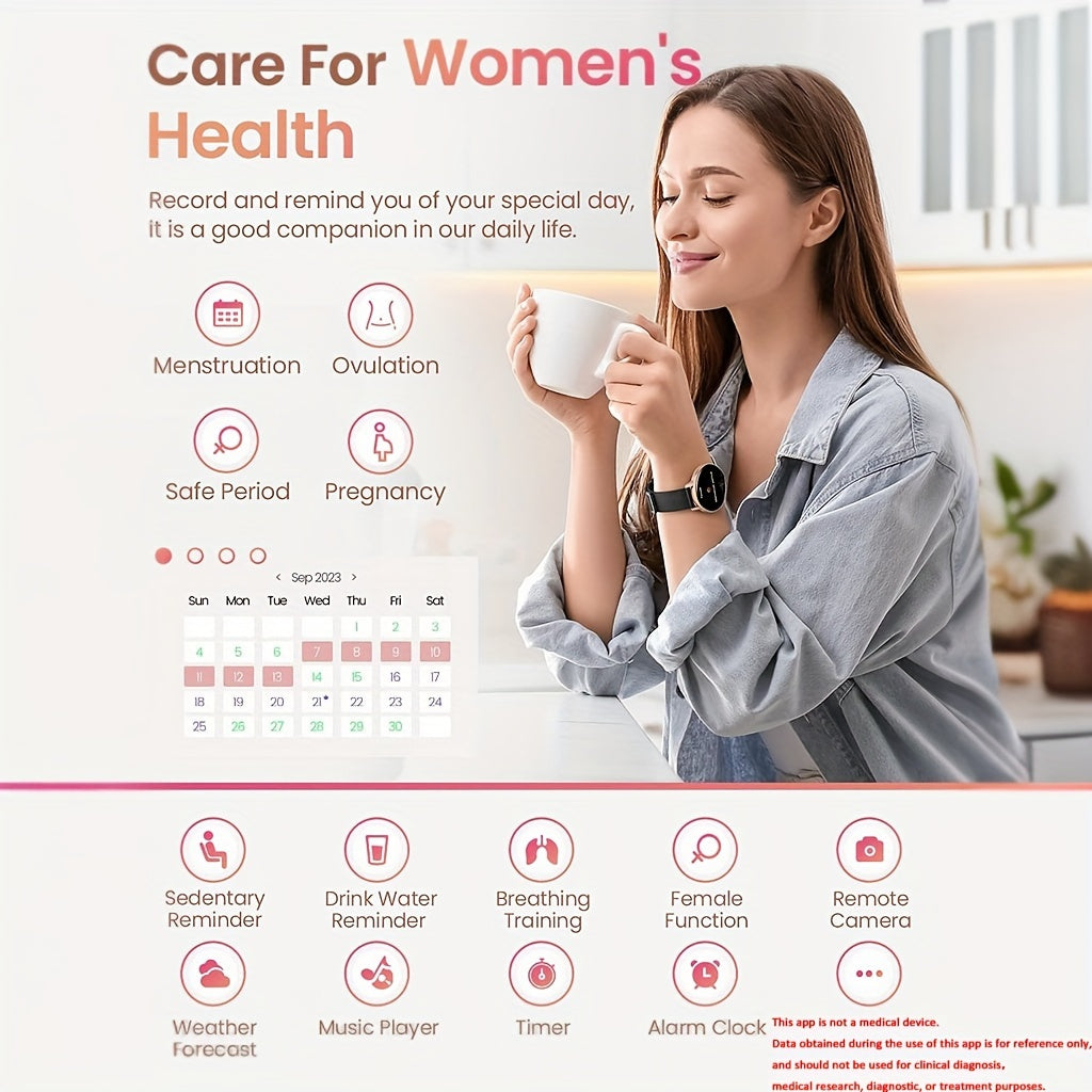 Women's Health Smartwatch IP67 Waterproof 19 Sports Music 5.3 Calling