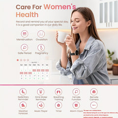 Women's Health Smartwatch IP67 Waterproof 19 Sports Music 5.3 Calling