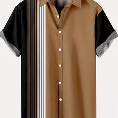 Stripe Pattern Print Men's Casual Short Sleeve Shirt