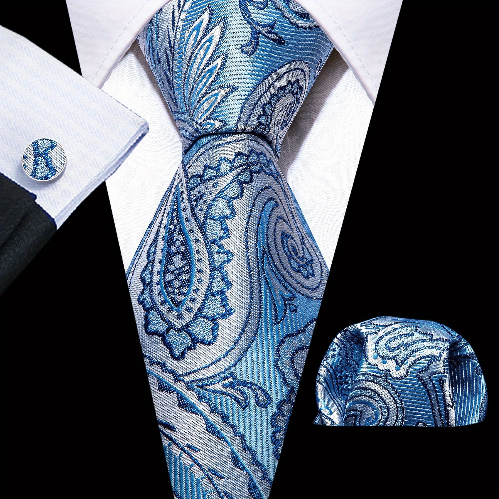 Barry Wang Paisley Floral Necktie Set