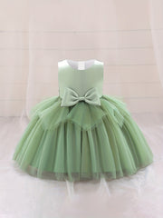 Baby Girl Dress Mesh Bowknot Princess Sleeveless Multicolor Evening Dress