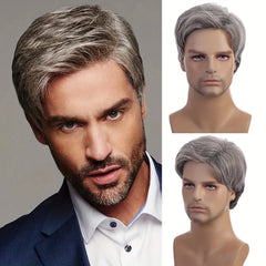Men's Silver Gray Short Hair Cosplay Wig