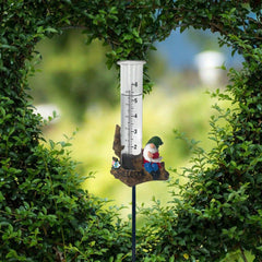 Gnome Statue Rain Gauge Decorative Garden Yard Lawn Glass Rain Gauge