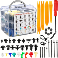 925pcs Car Bumper Retainer Clips Plastic Rivets Fasteners Set