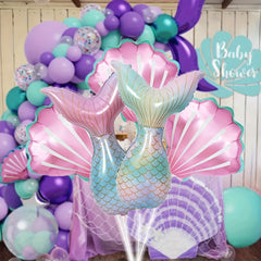 5pcs Fishtail Shell Aluminum Film Balloons Mermaid Themed Party Balloons
