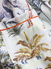 Plant Print Satin Pajama Set Long Sleeve Button Up Top & Elastic Waistband Pants