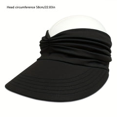 Ruched Ponytail Sun Visor Hat UV Protection Summer Sports Travel Beach Hat