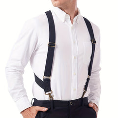 Men's Adjustable Elastic Suspenders Braces with X Shape Design