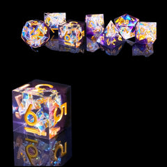 Resin Dice Set 7pcs Polyhedron D20 Sharp Edge Dice for Tabletop Games
