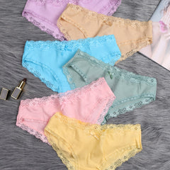 6 Pcs Lace Low Waist Women's Briefs Panties