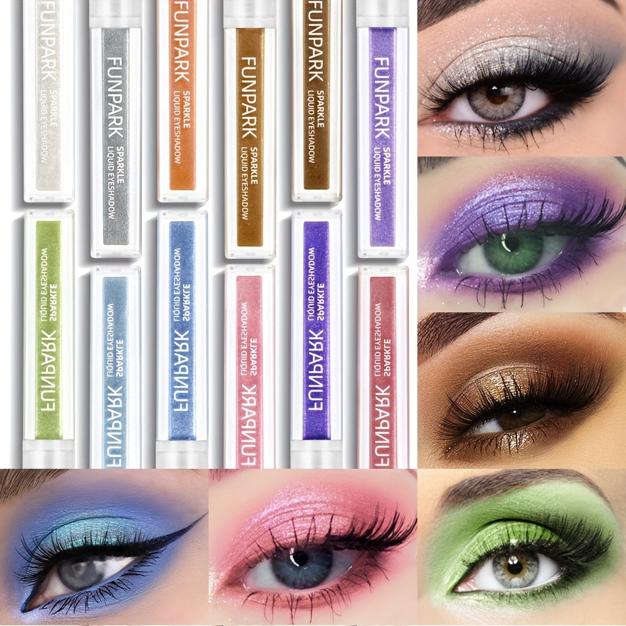 12 Colors Liquid Eyeshadow Stick Matte Shimmer Glitter Waterproof Smokey Makeup