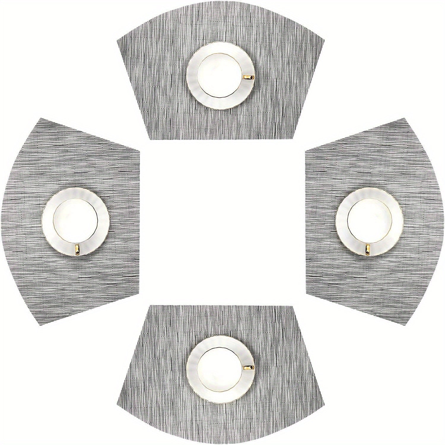 4pcs PVC Striped Placemats Washable Reusable Anti-fouling Heat Insulation Pads