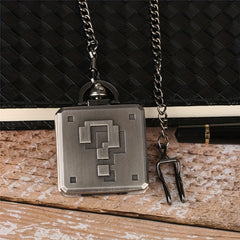 Vintage Square Quartz Pocket Watch Pendant Chain Gift