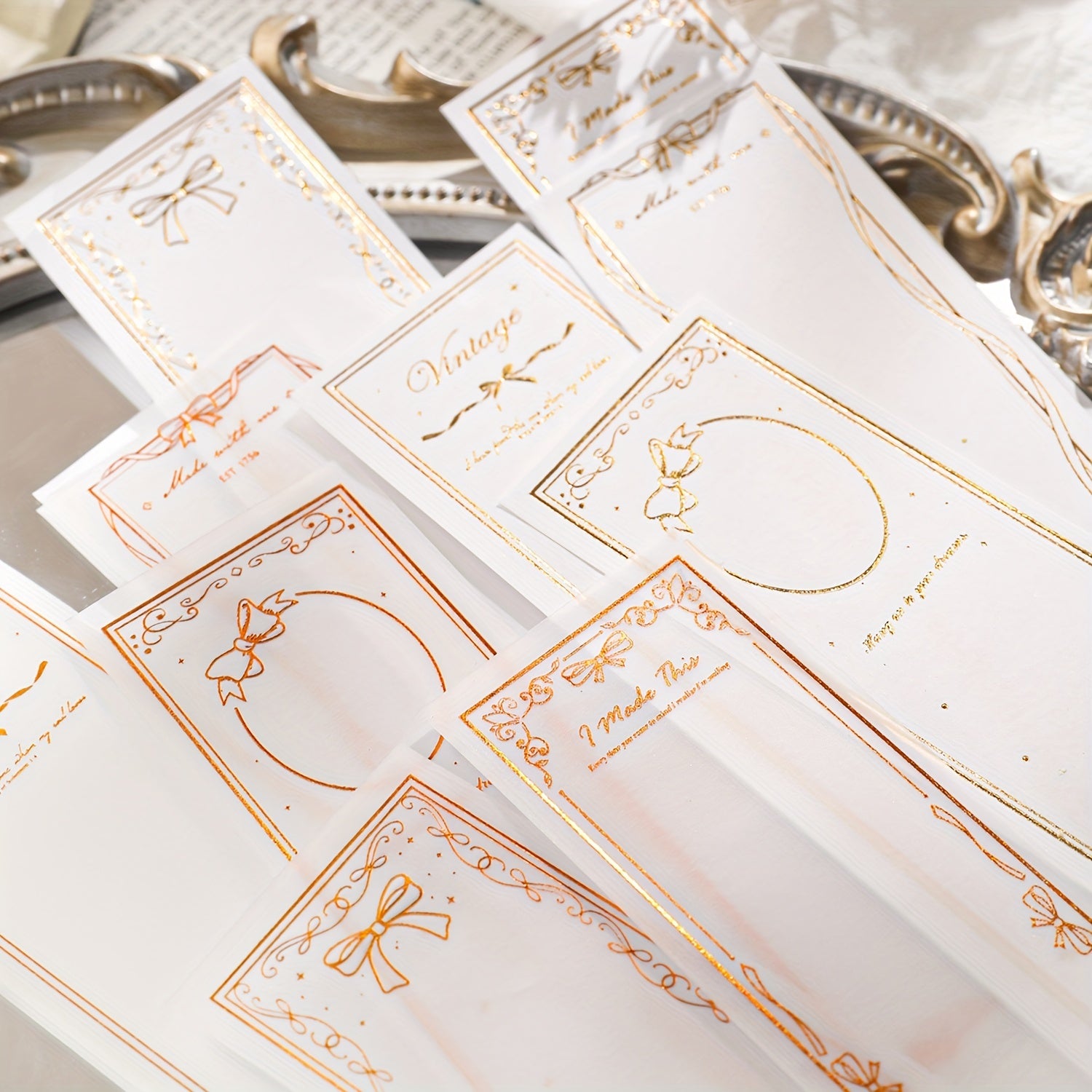 15pcs Old Things Series Bronzing Label Journal Diary Decoration