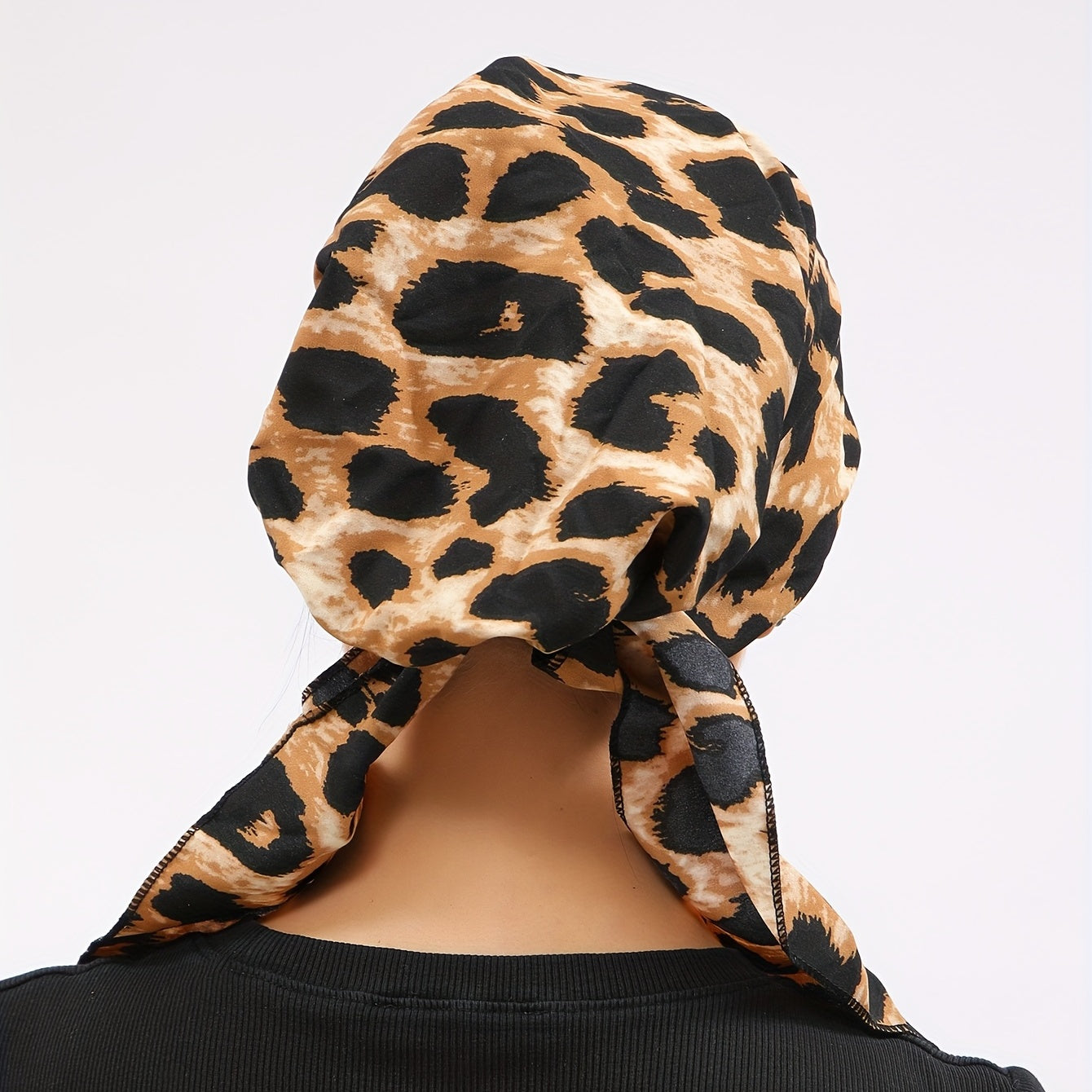 Leopard Print Turban Head Scarf Beanie Cap Chemo Hat