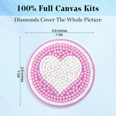 2pcs DIY Diamond Painting Car Coasters Pink Love Kits