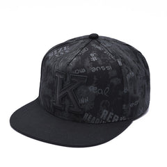 Graffiti Print K Embroidery Men's Hip Hop Flat Brim Hat