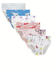 6pcs Girls Animals Flowers Shortie Brief Soft Cotton Underwear