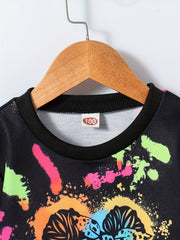 Girls Multicolored Portrait Graphic Sweatshirt