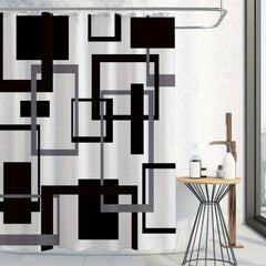 Mid Century Modern Geometric Shower Curtain Set