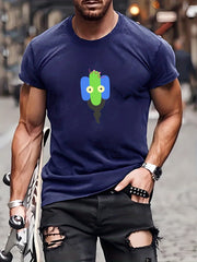 Men's Cartoon Pattern T-shirt Casual Stretch Tee
