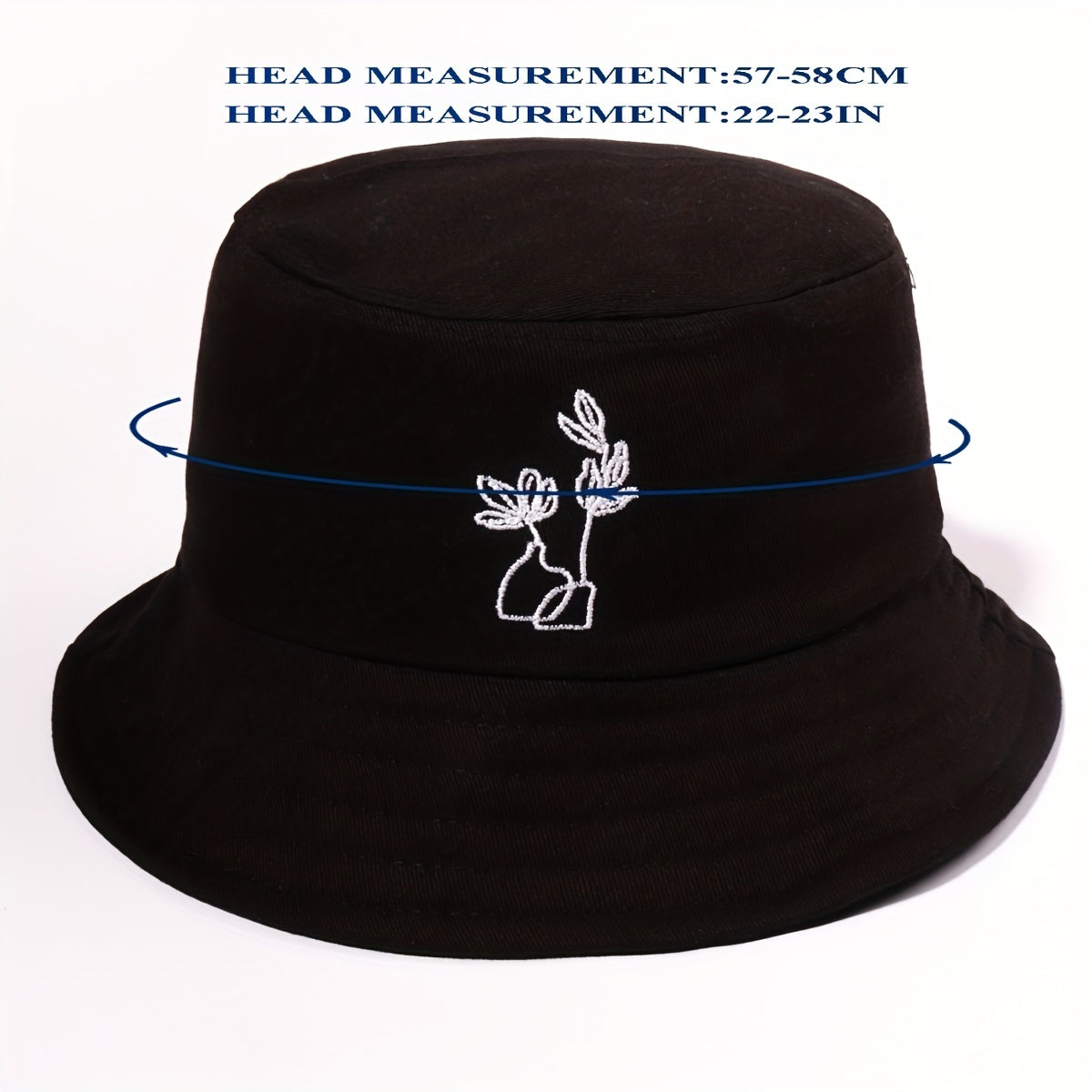 Grass Embroidery Fisherman Cap Casual Bucket Hat Unisex Lightweight Basin Hats