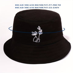 Grass Embroidery Fisherman Cap Casual Bucket Hat Unisex Lightweight Basin Hats