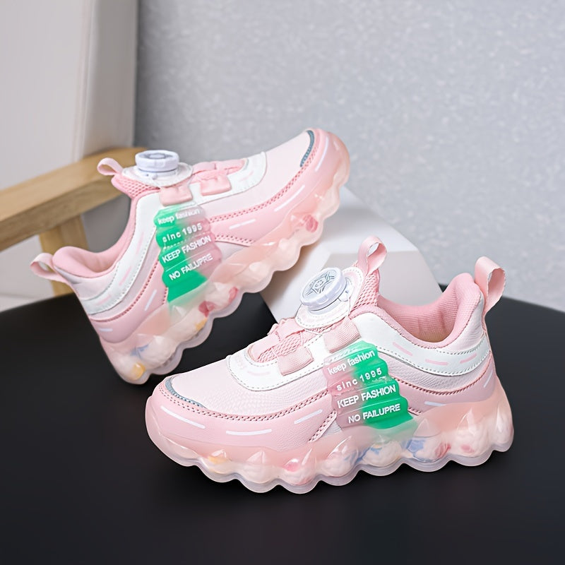 Girl's Rotating Buckle Running Shoes Soft Sole Sneakers