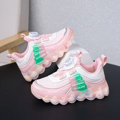 Girl's Rotating Buckle Running Shoes Soft Sole Sneakers
