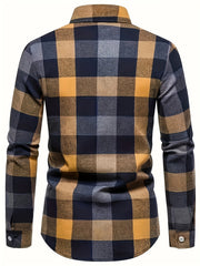 Plaid Print Men's Casual Long Sleeve Shirt