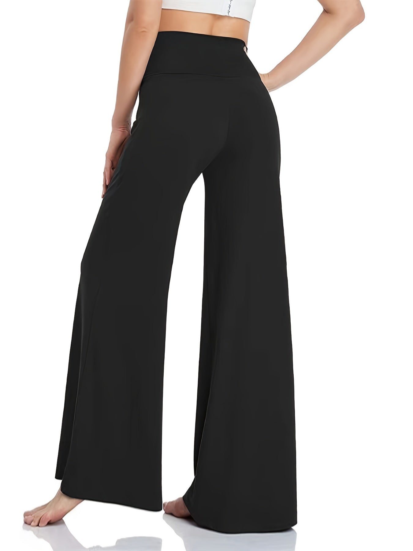 Solid Lounge Pants Casual Loose Elastic Waistband Pants Womens Loungewear