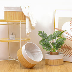 3pcs Bamboo Woven Round Storage Basket Green Flow