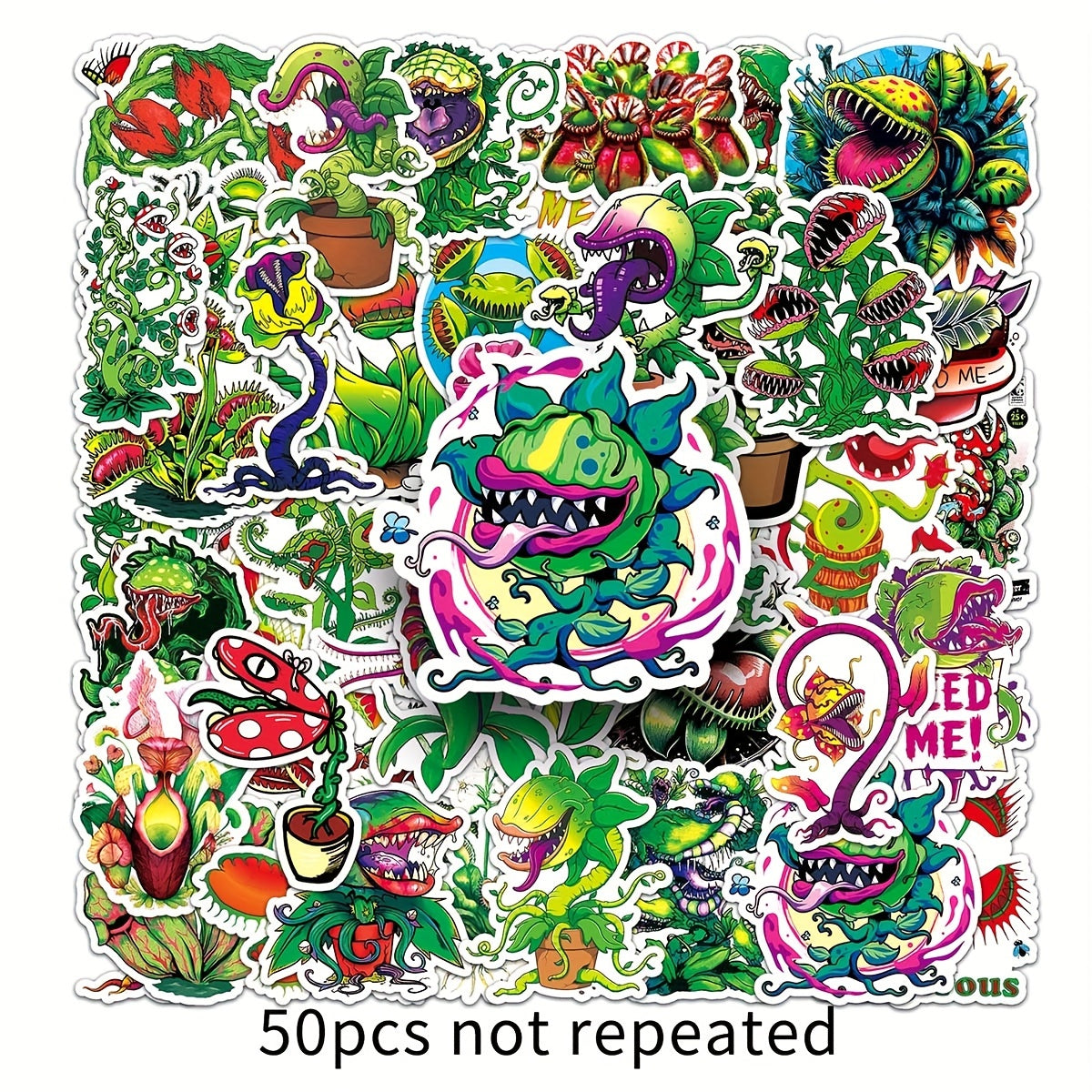 50pcs Green Graffiti Stickers For Insect Plants Journals Mobiles Skateboards