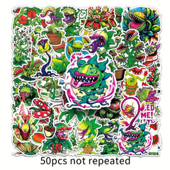 50pcs Green Graffiti Stickers For Insect Plants Journals Mobiles Skateboards