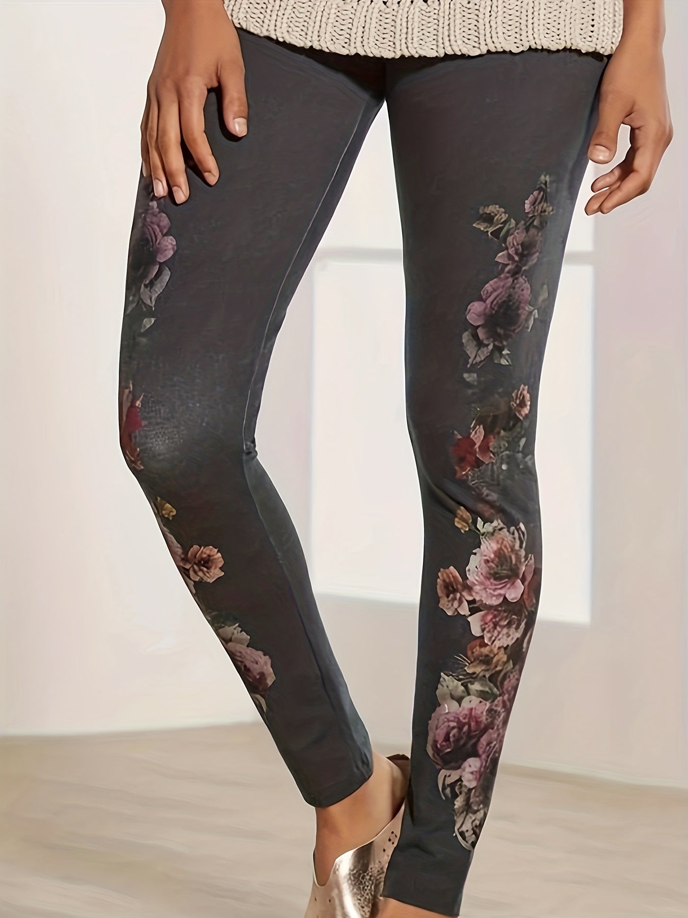 Floral Print High Rise Leggings