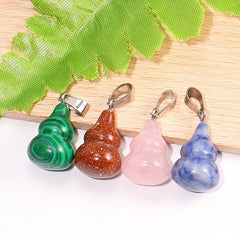 12 Assorted Crystal Gourd Pendants for Healing & Crafting